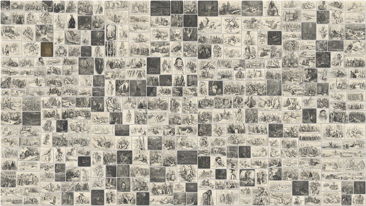 Collage delle incisioni di Gustave Doré dal Don Chisciotte